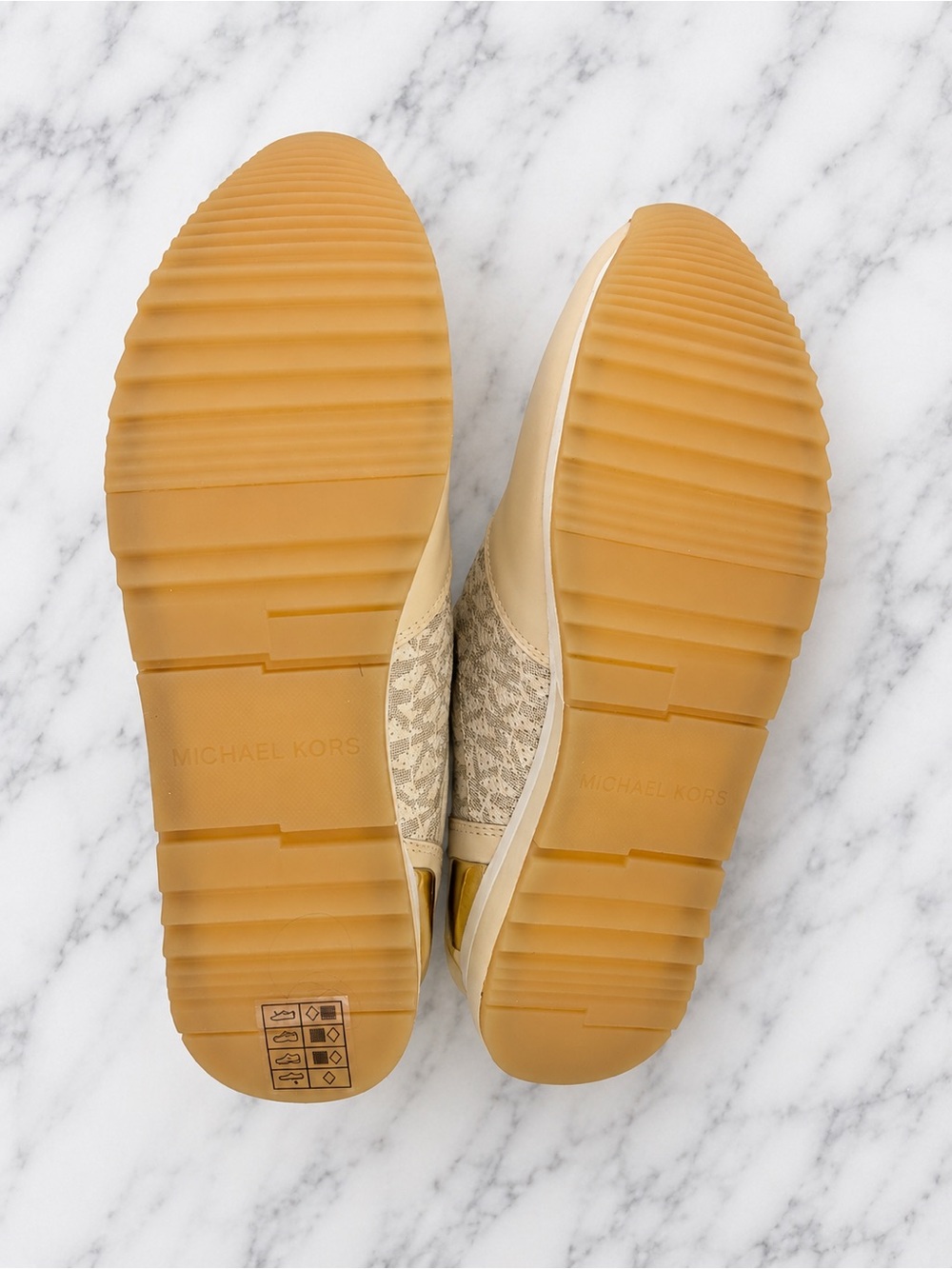 Michael Kors Allie Trainer Sneakers Vanilla MK Logo/Gold/Green | Women’s Size 7 - Picture 5 of 5